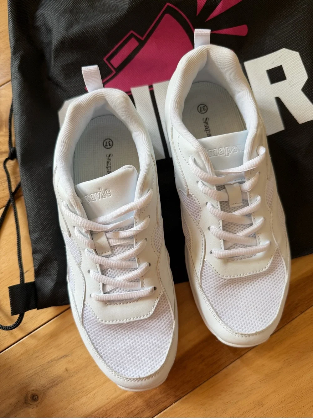 White Cheer Mesh Lace-Up Sneakers